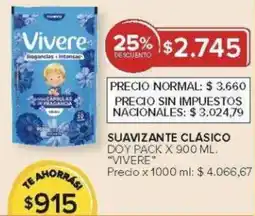 Carrefour Vivere suavizante clasico doy pack oferta