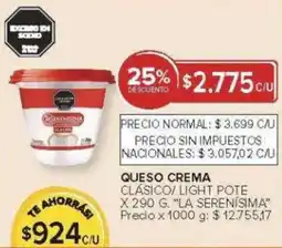 Carrefour La serenisima queso crema clásico/ light pote oferta