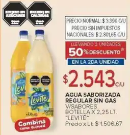 Carrefour Levite agua saborizada regular sin gas v/sabores botella oferta