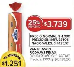 Carrefour Lacta pan blanco rodajas finas bolsa oferta
