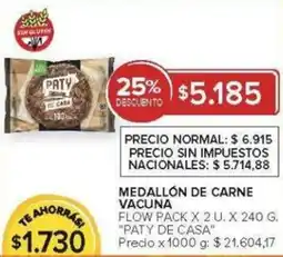 Carrefour Paty de casa medallón de carne vacuna flow pack oferta