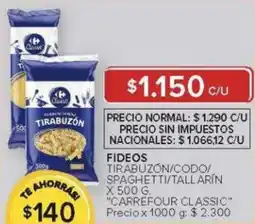 Carrefour Carrefour classic tirabuzón/codo/ spaghetti/tallarin oferta