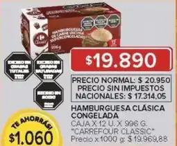 Carrefour Carrefour classic hamburguesa clásica congelada caja oferta