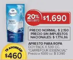 Carrefour Carrefour essencial apresto para ropa doy pack oferta