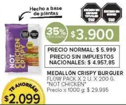 Carrefour Not chicken medallón crispy burguer flow pack oferta