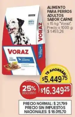 Carrefour Voraz alimento para perros adultos sabor carne oferta