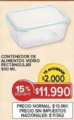 Carrefour Contenedor de alimentos vidrio rectangular oferta