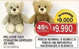 Carrefour Peluche oso corazón sentado oferta