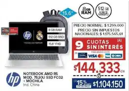 Carrefour Hp notebook amd r5 mod. 7520u ssd fc02 + mochila oferta