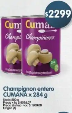 Supermercados Buenos Días Cumana champignon entero oferta