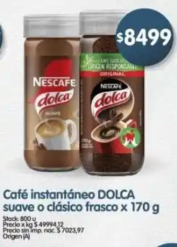 Supermercados Buenos Días Dolca café instantáneo suave o clásico frasco oferta