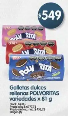 Supermercados Buenos Días Polvoritas galletas dulces rellenas variedades oferta