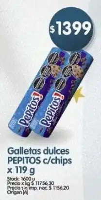 Supermercados Buenos Días Pepitos galletas dulces c/chips oferta