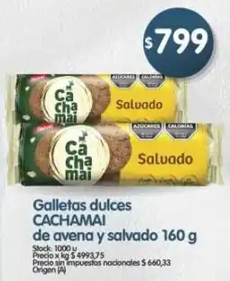 Supermercados Buenos Días Cachamai galletas dulces de avena y salvado oferta