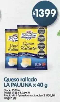 Supermercados Buenos Días La paulina queso rallado oferta