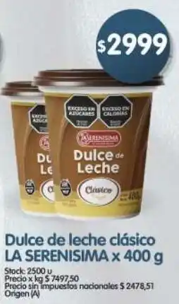 Supermercados Buenos Días La serenisima dulce de leche clásico oferta