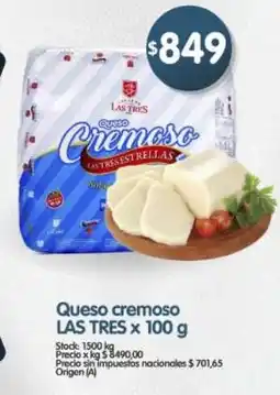 Supermercados Buenos Días Las tres queso cremoso oferta