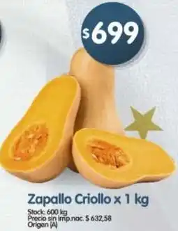 Supermercados Buenos Días Zapallo criollo oferta