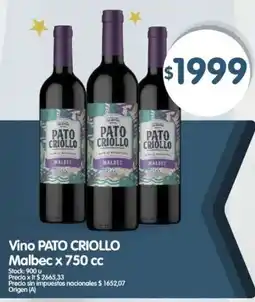 Supermercados Buenos Días Pato criollo vino malbec oferta