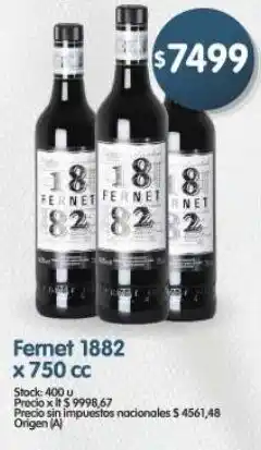 Supermercados Buenos Días 1882 fernet oferta