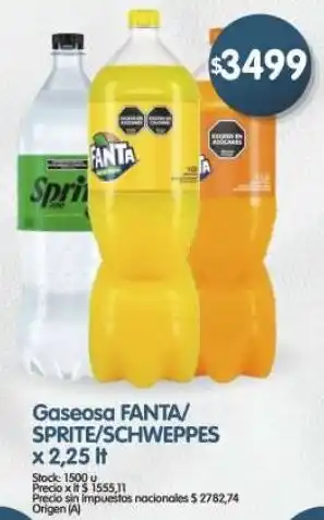 Fanta/ sprite/schweppes gaseosa