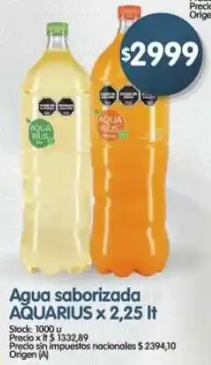 Supermercados Buenos Días Aquarius agua saborizada oferta
