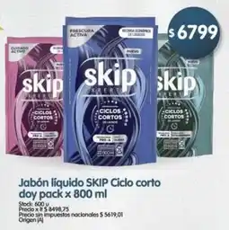 Supermercados Buenos Días Skip ciclo jabón líquido corto doy pack oferta