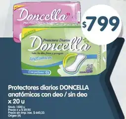 Supermercados Buenos Días Doncella protectores diarios anatómicos con deo/sin deo oferta