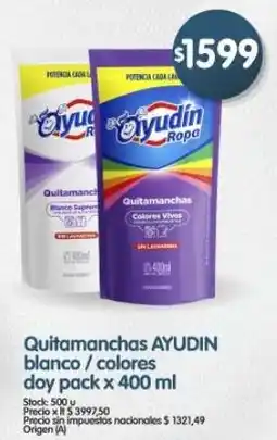 Supermercados Buenos Días Ayudin quitamanchas blanco/colores doy pack oferta