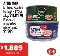 Makro M&k atun en trozo aceite / natural oferta