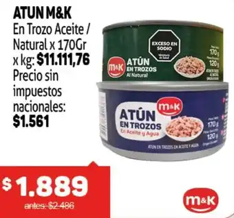 Makro M&k atun en trozo aceite / natural oferta