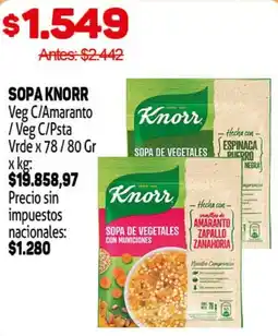 Makro Knorr sopa veg c/amaranto /veg c/psta vrde oferta