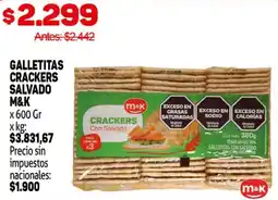 Makro M&K galletitas crackers salvado oferta
