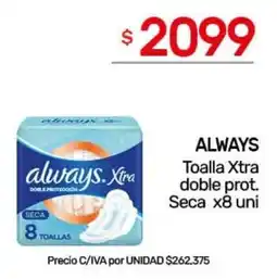 Nini Mayorista Always toalla xtra doble prot. seca oferta