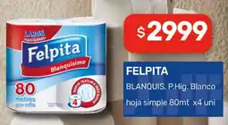 Nini Mayorista Felpita blanquis. p.hig. blanco hoja simple oferta