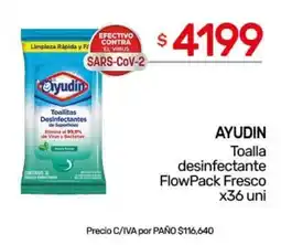 Nini Mayorista Ayudín toalla desinfectante flowpack fresco oferta