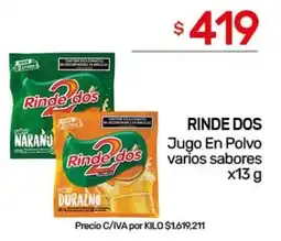 Nini Mayorista Rinde dos jugo en polvo varios sabores oferta