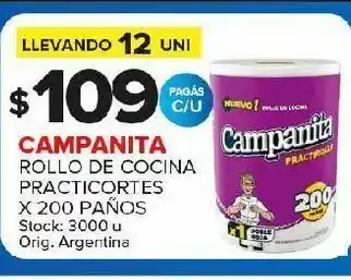 Carrefour Rollo de cocina campanita x 200paños oferta