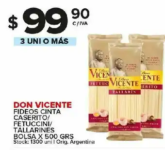 Carrefour Fideos don vicente cinta/caserito/fetuccini/tallarin 500g oferta