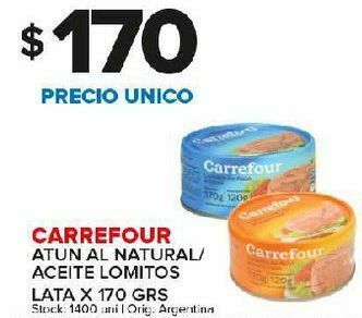 Carrefour Atún al natural/aceite lomitos carrefour 170g oferta