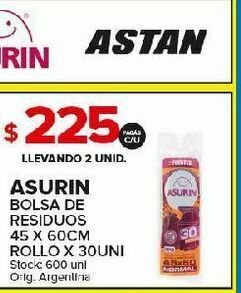 Carrefour Bolsas de basura asurin 45x60cm rollo 30uni oferta
