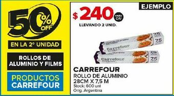 Carrefour Papel de aluminio carrefour 28cm x 7,5m oferta