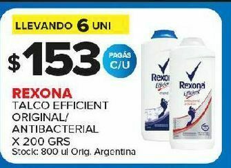 Carrefour Talco rexona efficient original 200g oferta