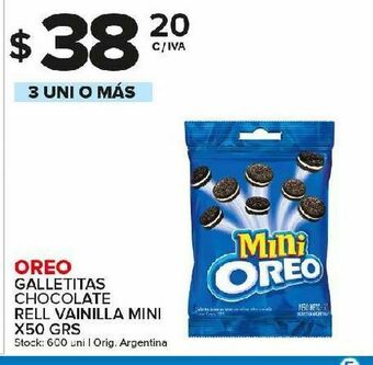 Carrefour Galletas mini oreo chocolate relleno vainilla 50g oferta