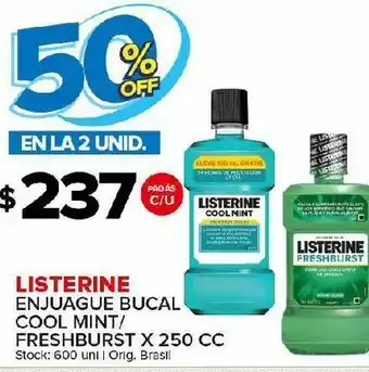 Carrefour Enjuague bucal listerine cool mint 250cc oferta