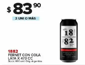 Carrefour Fernet con cola 1882 lata 473cc oferta