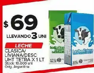 Carrefour Maxi Leche clasica/liviana/desc uht tetra 1l oferta