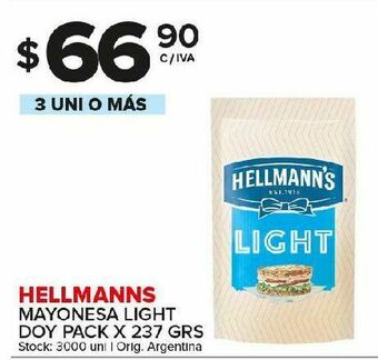 Carrefour Maxi Mayonesa hellmann's light doypack 237g oferta