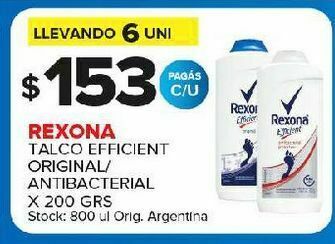 Carrefour Maxi Talco rexona efficient original 200g oferta