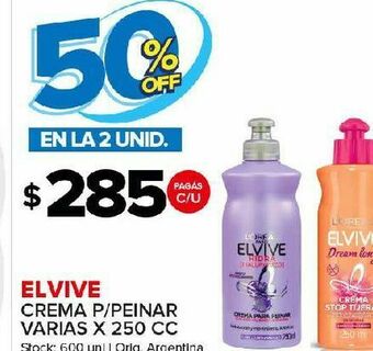 Carrefour Maxi Crema para peinar elvive 250cc oferta